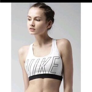 NIKE PRO Classic Padded Sports Bra White/ Black Medium Support Size SMALL